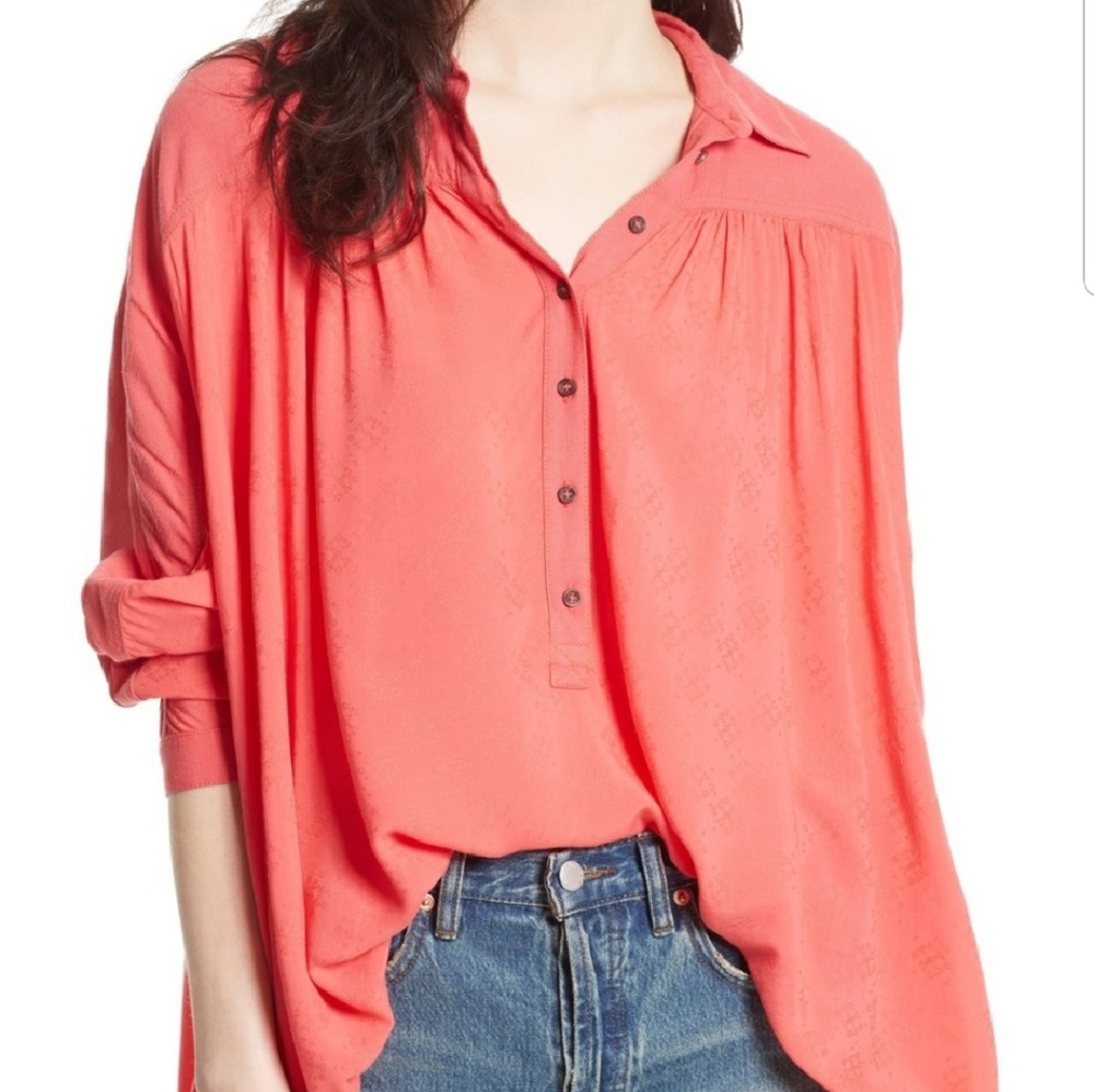 Free People Lovely Day Flowy Coral Tunic